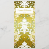 Gouden Groene Damast Bruiloft Menu (Achterkant)