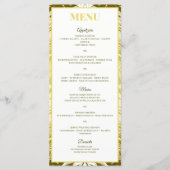 Gouden Groene Damast Bruiloft Menu (Voorkant)