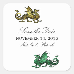 Gouden Groene Draak Save the Date Stickers