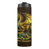 Gouden Groene Draak & Vrouw kan bergen verplaatsen Thermosbeker (Voorkant)