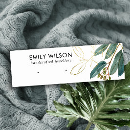 GOUDEN GROENE EUCALYPTUS FAUNA OORBEL STUD DISPLAY MINI VISITEKAARTJE