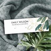 GOUDEN GROENE EUCALYPTUS FAUNA OORBEL STUD DISPLAY MINI VISITEKAARTJE