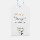 Gouden Groene Eucalyptus Trouw Dank Je Cadeaulabel (Achterkant)