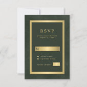 Gouden groene formele bruiloft moderne typografie RSVP kaartje (Voorkant)