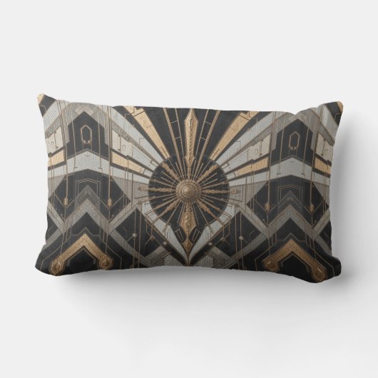 Gouden & Groene Geometrie Outdoor Buitenkussen (Achterkant)