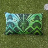 Gouden & Groene Geometrie Outdoor Buitenkussen (Gras)