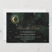 Gouden Groene Hemelse Quinceañera sparen de datum Kaart (Voorkant)