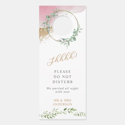 Gouden Groene Huwelijks Welkom Niet Storen Deurhanger (Voorkant)
