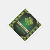 Gouden, groene Ierse klaver en lijsten bruiloft Servet (Hoek)