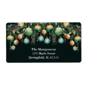 Gouden groene kerstboomornamenten etiket (Voorkant)