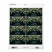 Gouden groene kerstboomornamenten etiket (Full Sheet)