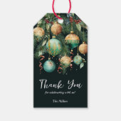 Gouden groene kerstboomornamenten Favor Cadeaulabel (Voorkant)