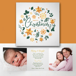 Gouden Groene Kerstkrans 3 Foto Sjabloon