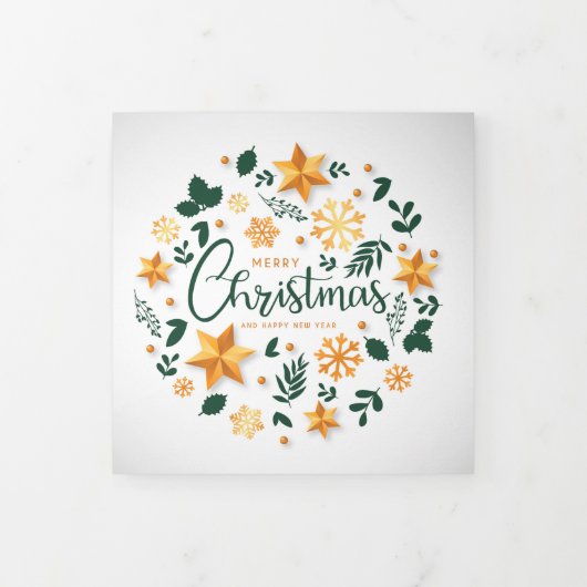 Gouden Groene Kerstkrans 3 Foto Sjabloon (Cover)