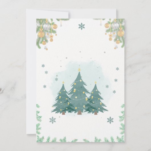 Gouden Groene Kerstmis Kaart (Achterkant)