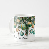 Gouden groene kerstversieringen koffiemok (Voorkant links)