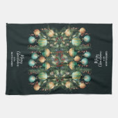 Gouden groene kerstversieringen theedoek (Horizontaal)
