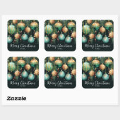 Gouden groene kerstversieringen vierkante sticker (Vel)