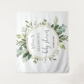 Gouden groene krans baby shower achtergrondbord wandkleed (Voorkant)