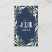 Gouden groene krans Stijlvol marineblauw Visitekaartje (Voorkant)