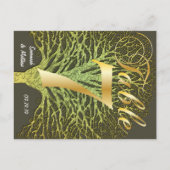 Gouden groene kronkelende boom tafel nummer 7 briefkaart (Achterkant)