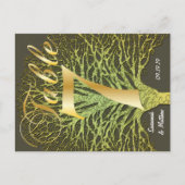 Gouden groene kronkelende boom tafel nummer 7 briefkaart (Voorkant)