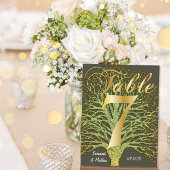 Gouden groene kronkelende boom tafel nummer 7 briefkaart