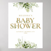 Gouden Groene Letter Baby Shower Bord Poster (Voorkant)