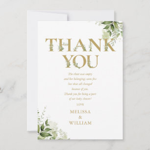 Gouden Groene Letter Baby Shower Gedicht Bedankkaart