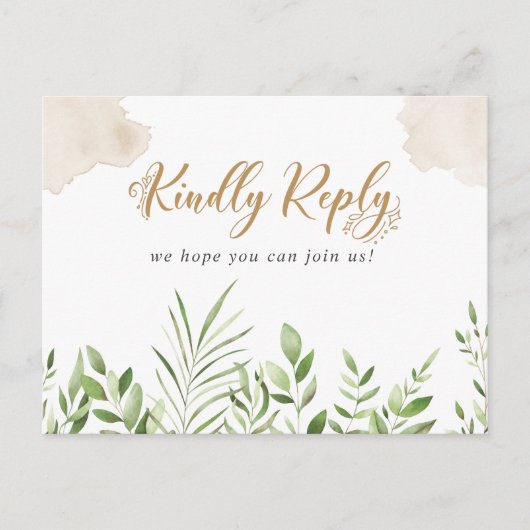 Gouden Groene Lied Verzoek RSVP Briefkaart (Voorkant)