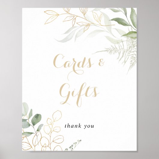 Gouden Groene Loof Kaarten en Cadeaus Bord Poster (Voorkant)