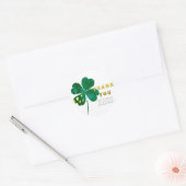 Gouden Groene Lucky Clover 1e Verjaardag Dank u Ronde Sticker (Envelop)