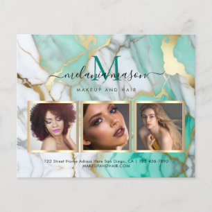 Gouden Groene Marmeren Make-up Artiest Elegante Fo Flyer