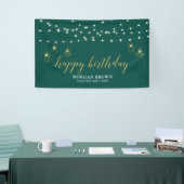 Gouden & Groene Moderne Verjaardagsbanner Spandoek (Beurs)