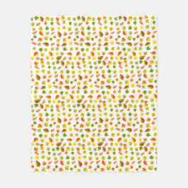 Gouden, groene, Oranje herfst bladeren op wit Fleece Deken