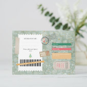 Gouden Groene Patroon Kerst Ticket Cadeaubon (Staand voorkant)