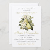 Gouden groene peer bruiloft douche uitnodiging (Voorkant / Achterkant)