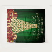 Gouden Groene Rode Kerstboom Vakantie Achtergrond Wandkleed (Voorkant (horizontaal))