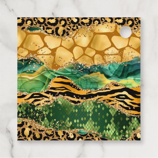 Gouden groene safari agaat zoet zestien dank u bedankjes labels (Achterkant)