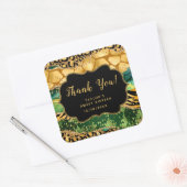 Gouden groene safari agaat zoet zestien dank u vierkante sticker (Envelop)