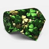 Gouden Groene Shamrocks Stropdas (Opgerold)