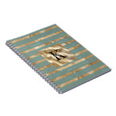 Gouden groene strepen monogram naam notitieboek (Rechterzijde)