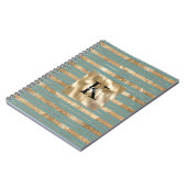 Gouden groene strepen monogram naam notitieboek (Linkerzijde)