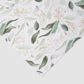 Gouden groene takken elegant wit tissuepapier (Detail)