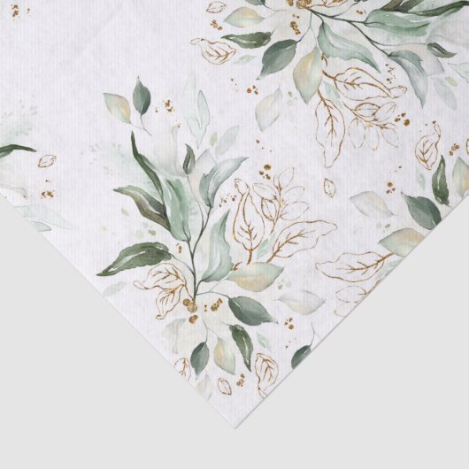 Gouden groene takken Elegant wit Tissuepapier (Detail)