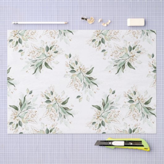 Gouden groene takken Elegant wit Tissuepapier (Craft)