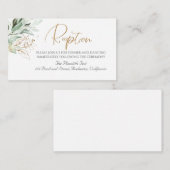 Gouden groene takken Elegante witte ontvangst Informatiekaartje (Voorkant / Achterkant)