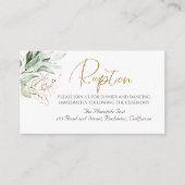 Gouden groene takken Elegante witte ontvangst Informatiekaartje (Voorkant)