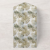 Gouden groene tropische bladeren all in one uitnodiging (Buitenkant)