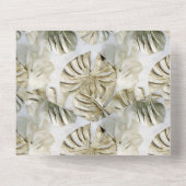 Gouden groene tropische bladeren all in one uitnodiging (Achterkant)